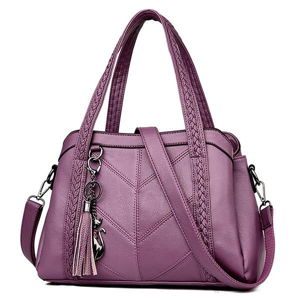 Women's Simple Soft Leather Large Capacity Messenger Bag