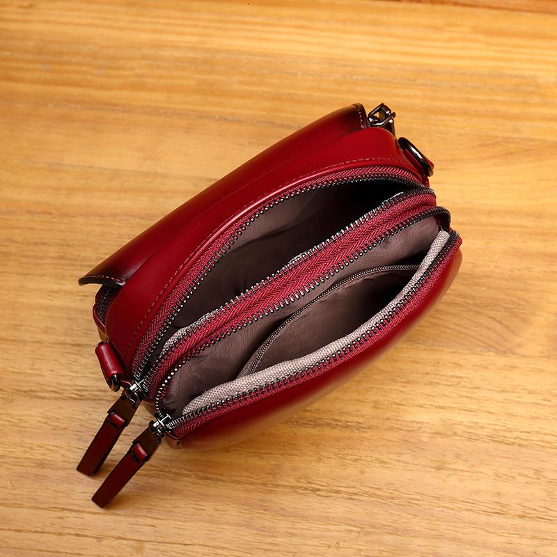 Leather retro single shoulder diagonal bag small square bag