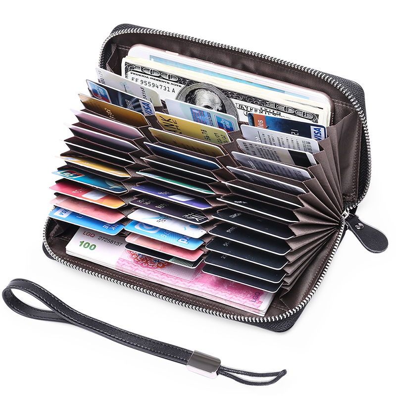 Antimagnetic Leather Zip Bag