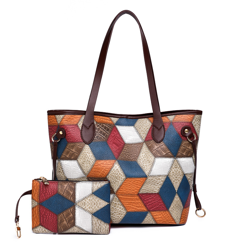 New Fashion Stitching Large Capacity Ladies Shoulder Tote Bag