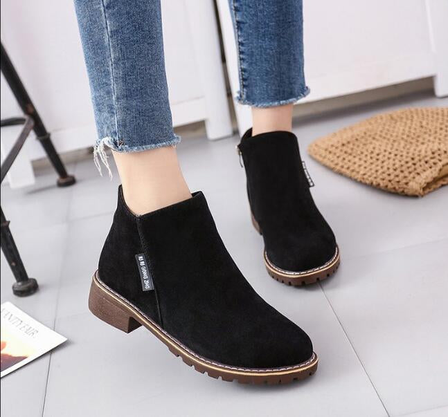 Botines de gamuza con cremallera lateral