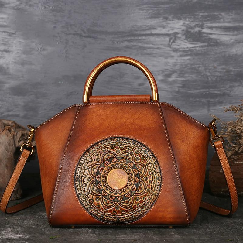 Retro & Elegant Cow Leather Handmade Handbag for Women