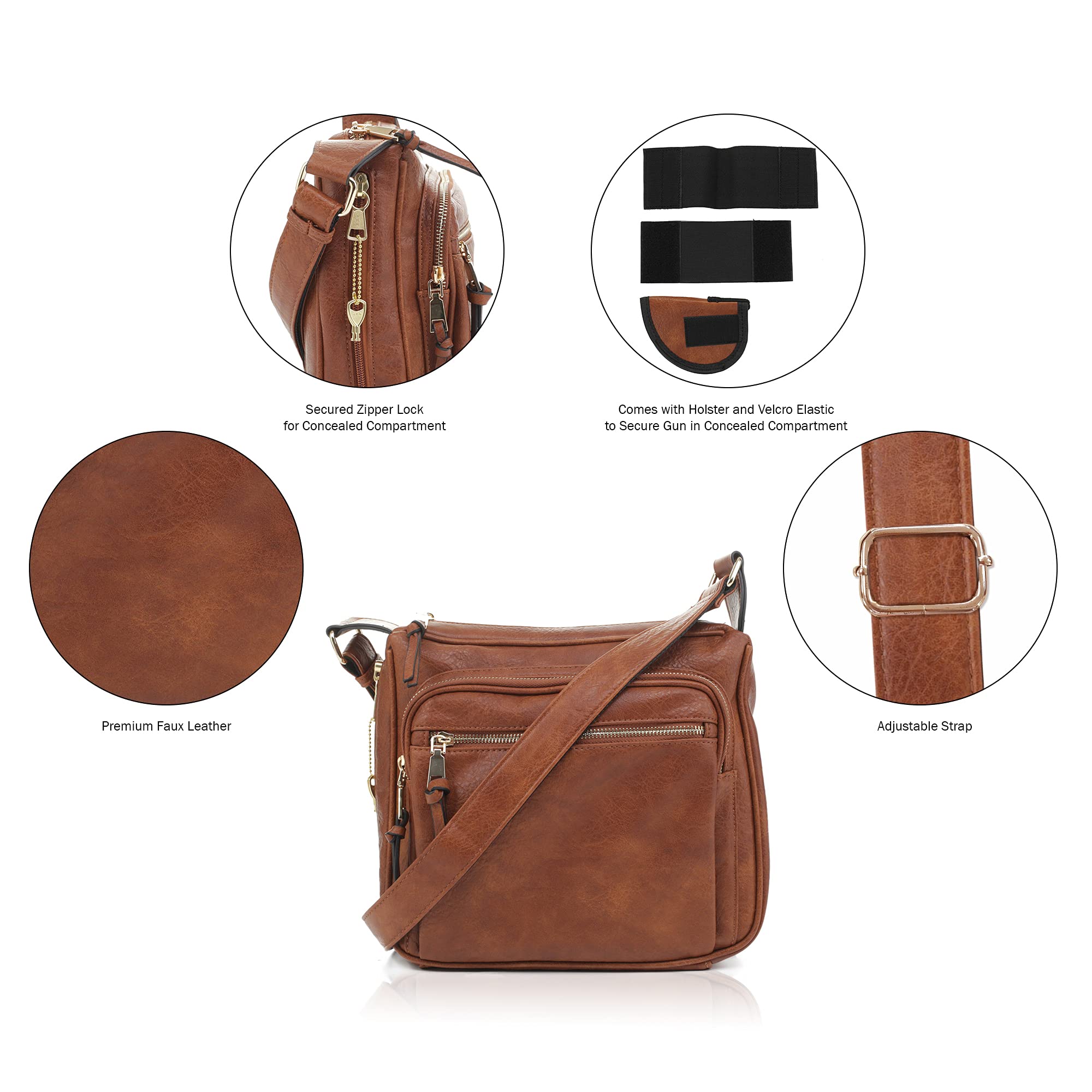 Concealed Crossbody RFID Blocking Lock Firearm Removable Holster-Tan