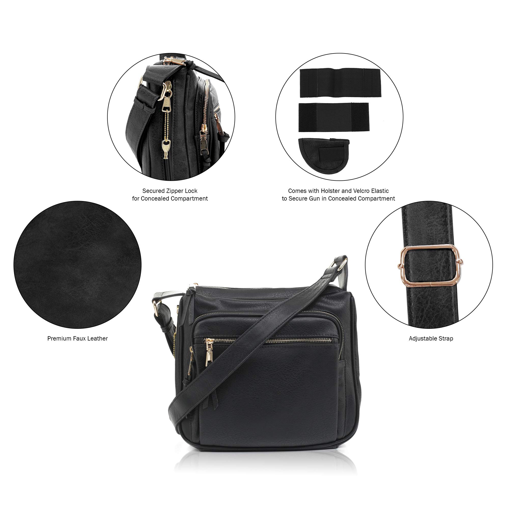 Concealed Crossbody RFID Blocking Lock Firearm Removable Holster-Black