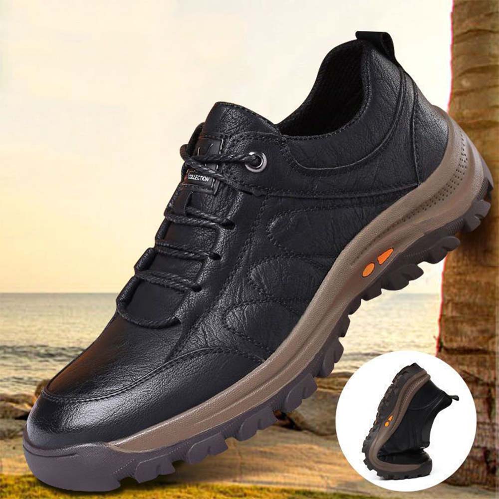 Modacontigo Zapatos de senderismo de cuero cosidos a mano para hombre