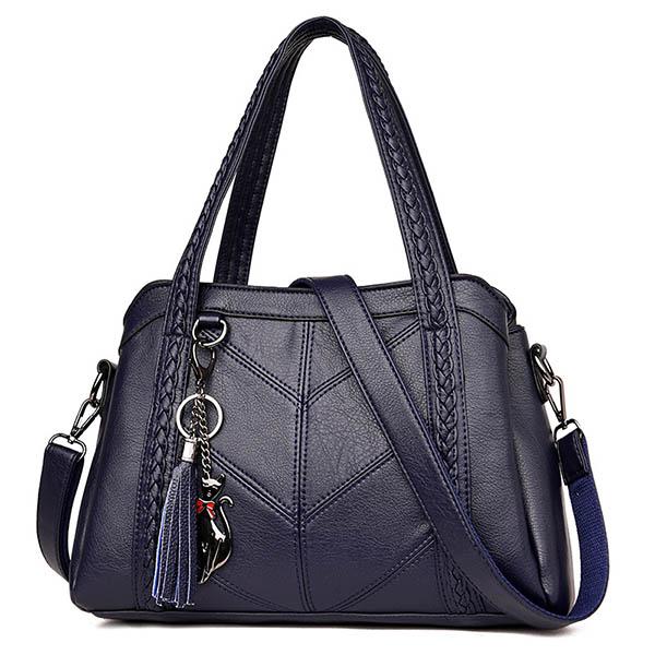 Women's Simple Soft Leather Large Capacity Messenger Bag