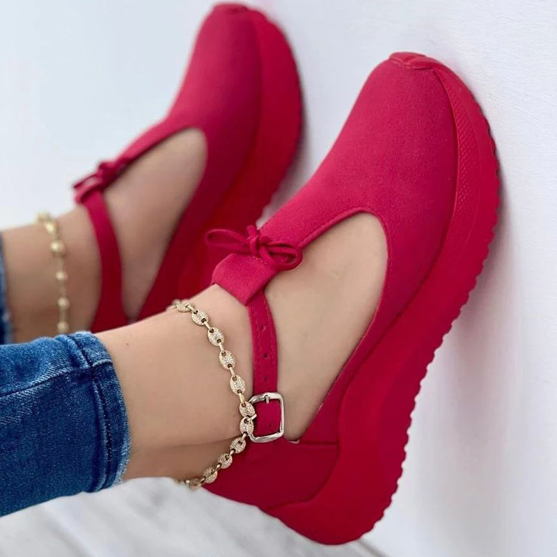 Zapatillas deportivas informales con plataforma y punta cerrada para mujer