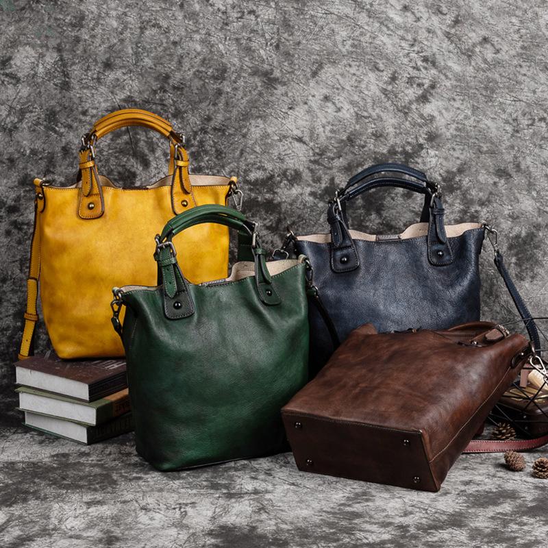 Vintage leather versatile shoulder bag