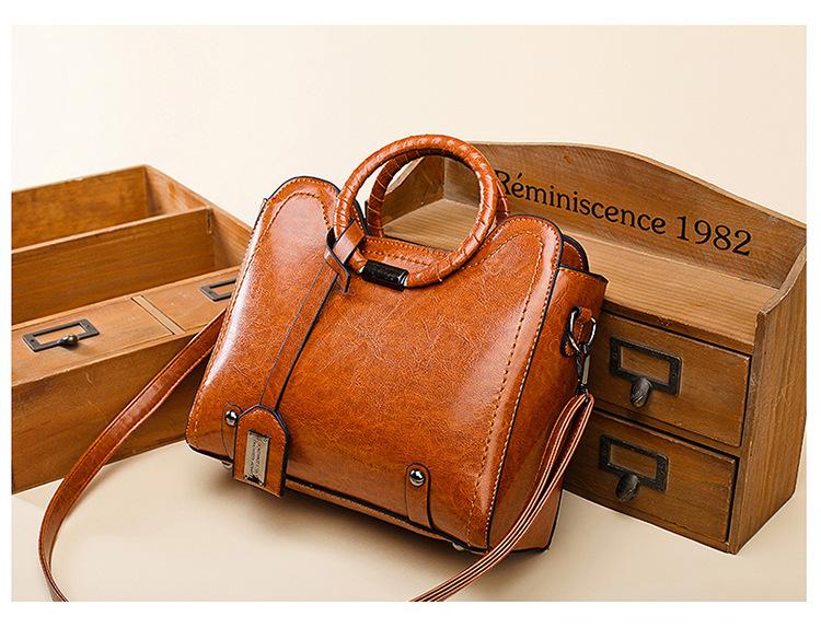 Fashionable oilskin versatile women's single shoulder diagonal women's bag