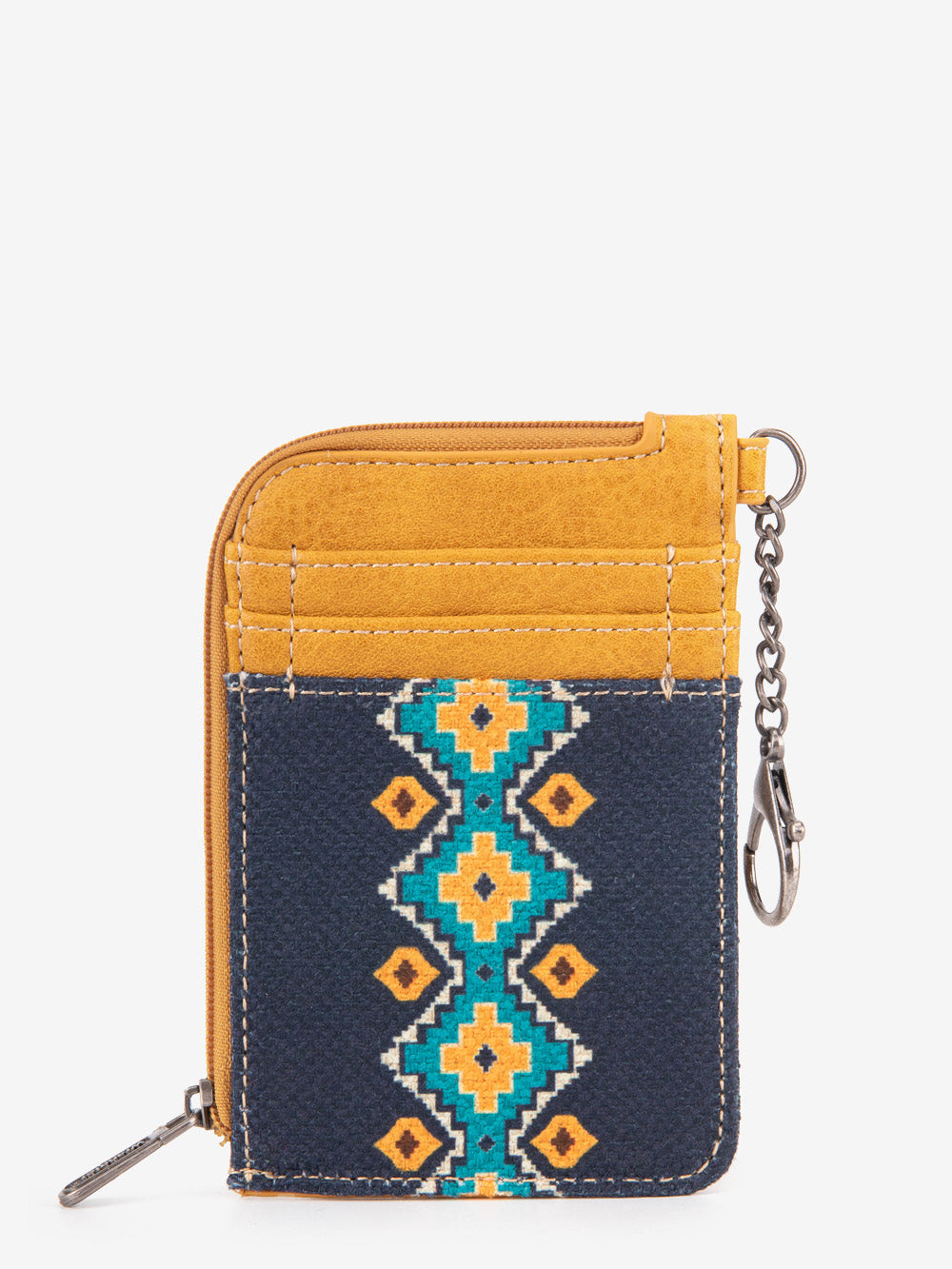 Allover Aztec Print Mini Zip Card Case