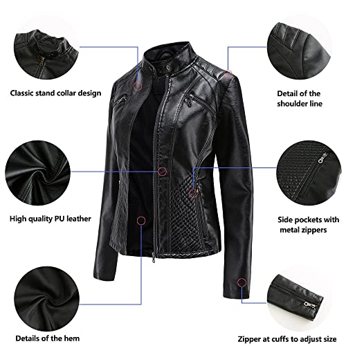 Chaqueta motera de cuero de moda casual