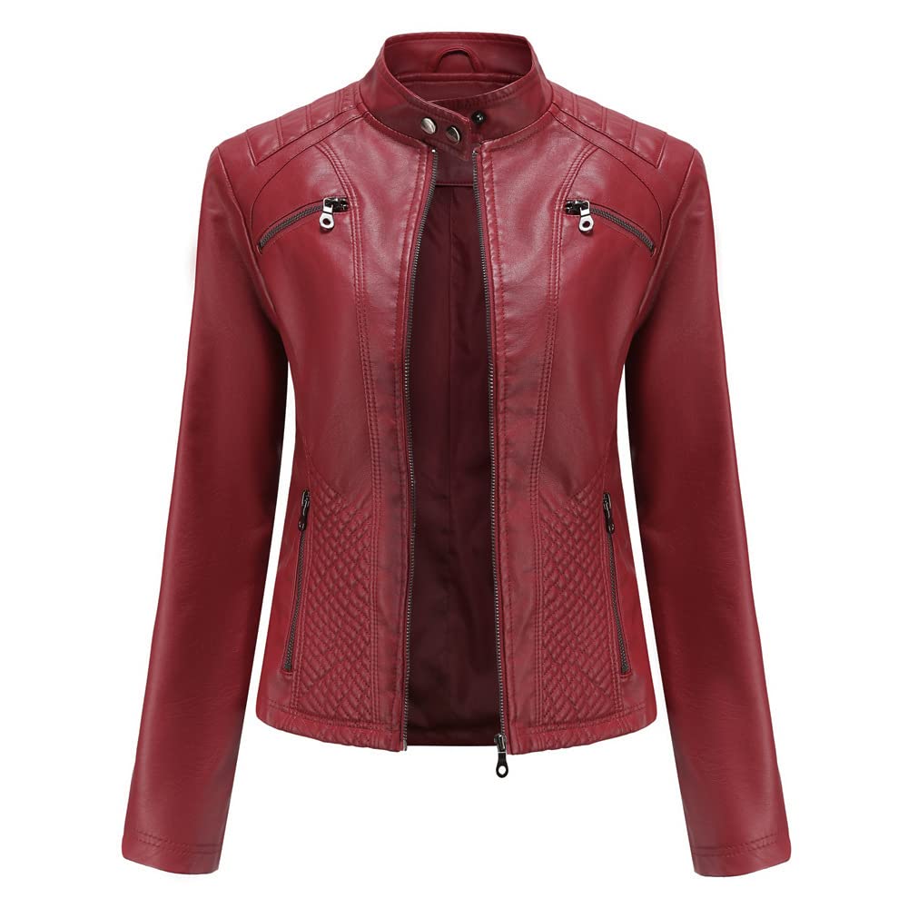 Chaqueta motera de cuero de moda casual