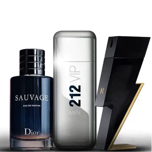 3 Perfumes Hombre - Sauvage Dior ,212 Vip Men, Bad Boy 100ml