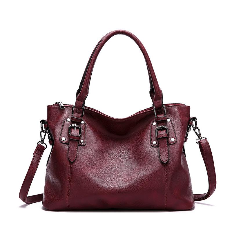 Retro simple shoulder bag large capacity texture handbag