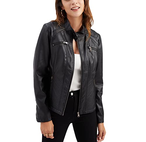 Chaqueta motera de cuero de moda casual