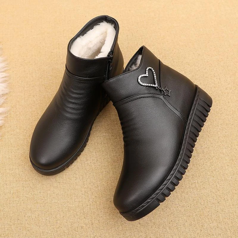 Botas de invierno de suela blanda de piel antideslizante zapatos MAMA