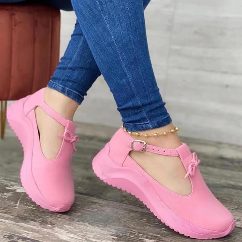 Zapatillas deportivas informales con plataforma y punta cerrada para mujer