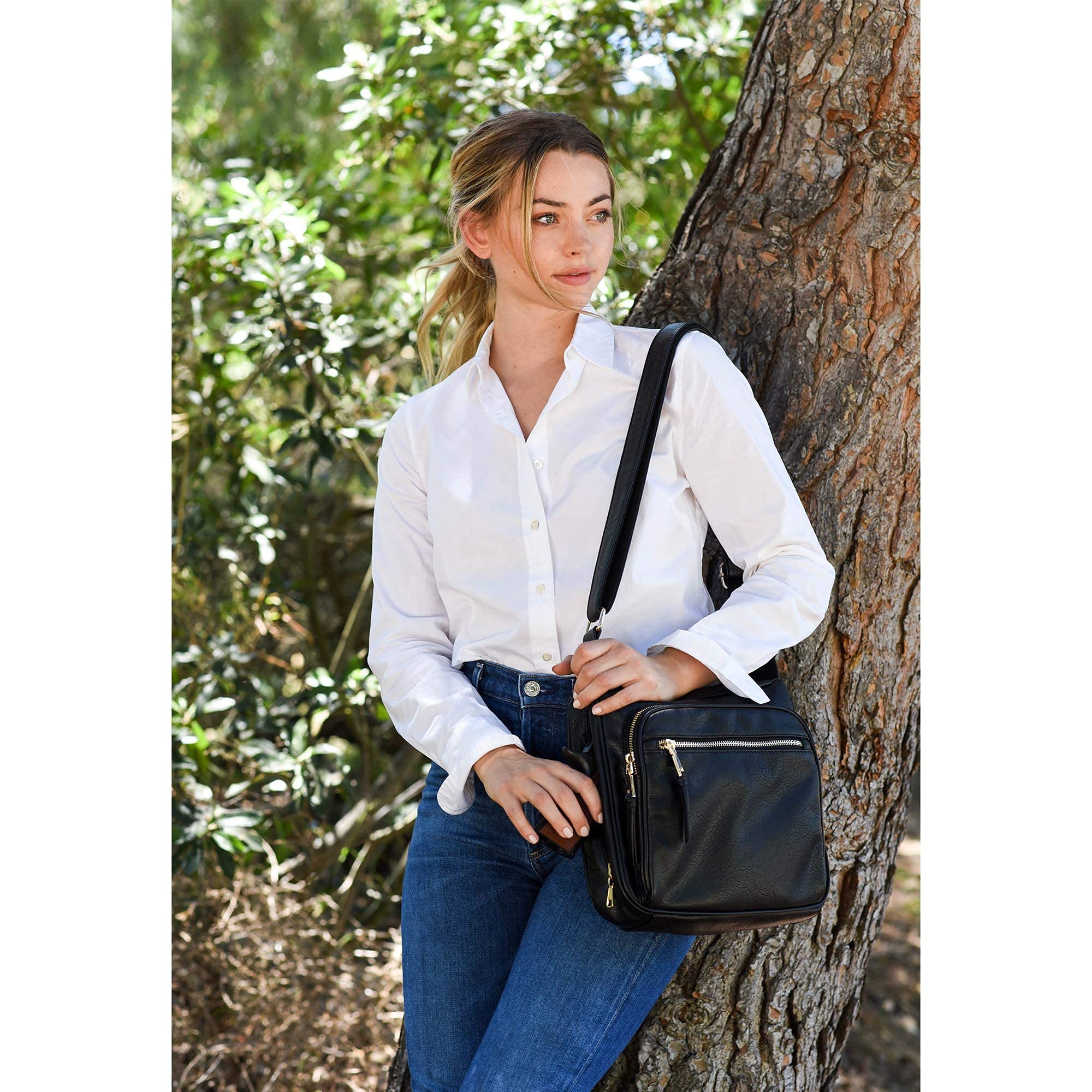 Concealed Crossbody RFID Blocking Lock Firearm Removable Holster-Grey