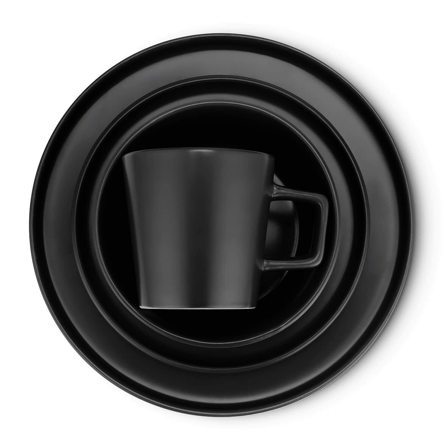 Dinnerware Set, Service For 8, Black Matte, 32 Piece