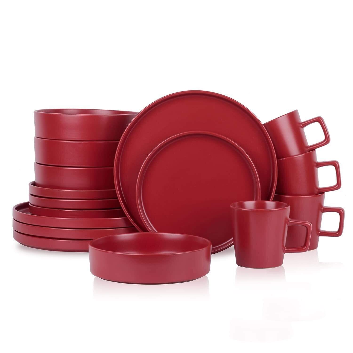 Dinnerware Set, Service For 8, Black Matte, 32 Piece