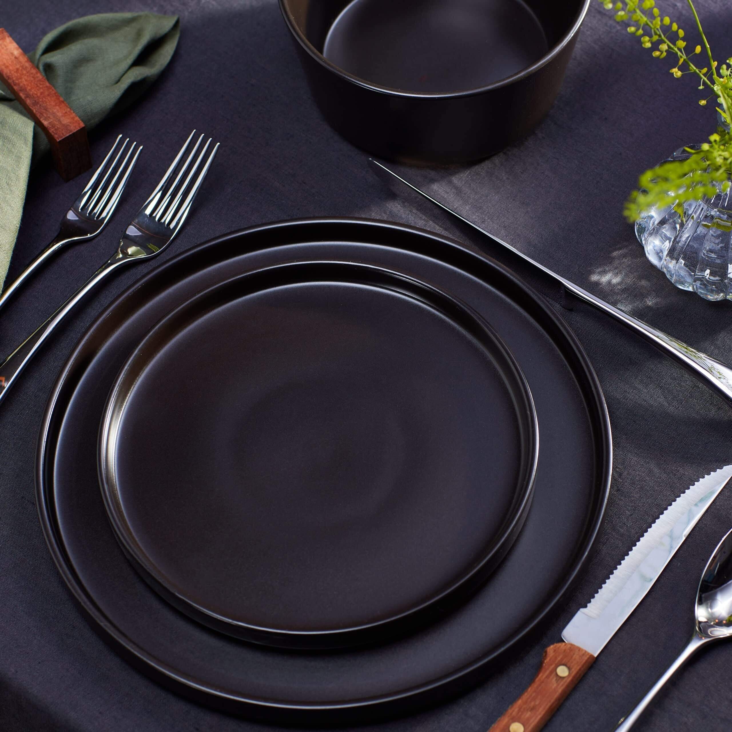 Dinnerware Set, Service For 8, Black Matte, 32 Piece