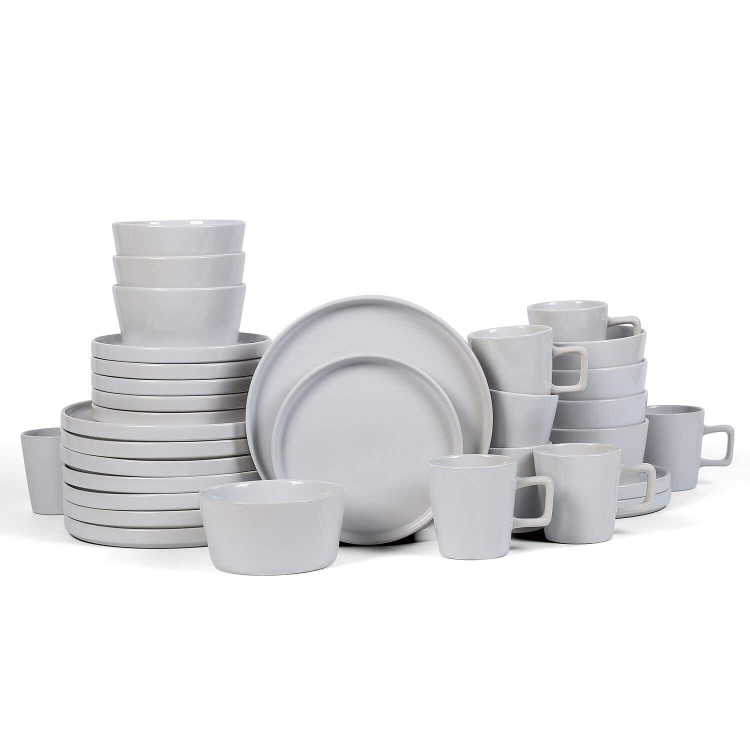 Dinnerware Set, Service For 8, Black Matte, 32 Piece