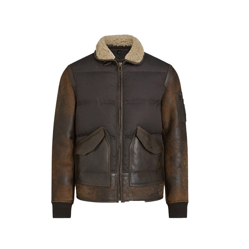 Men's B3 Vintage Brown Shearling Leather Puff Jacket