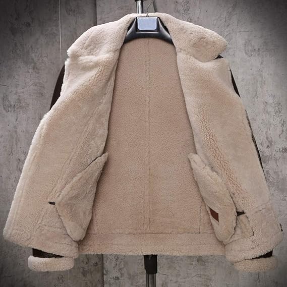 New Shearling Coat Mens B3 Bomber Jacket
