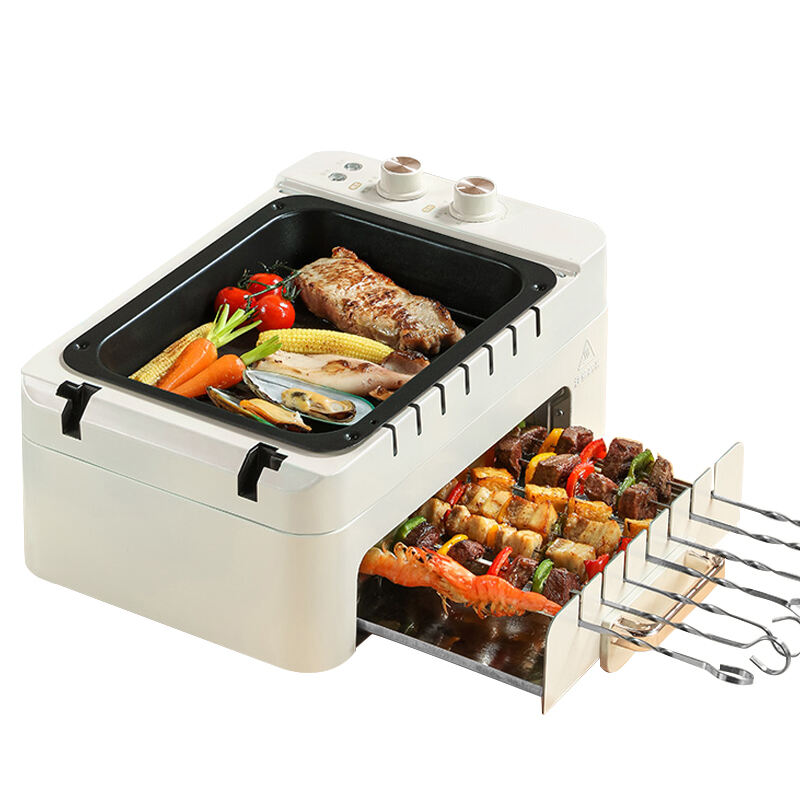 Churrasqueira elétrica kebab 3 em 1 forno antiaderente automático giratório