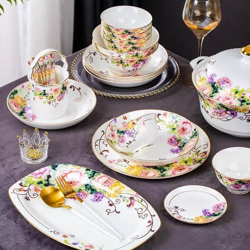 60 PIECE EUROPEAN BONE FLORAL PATTERN