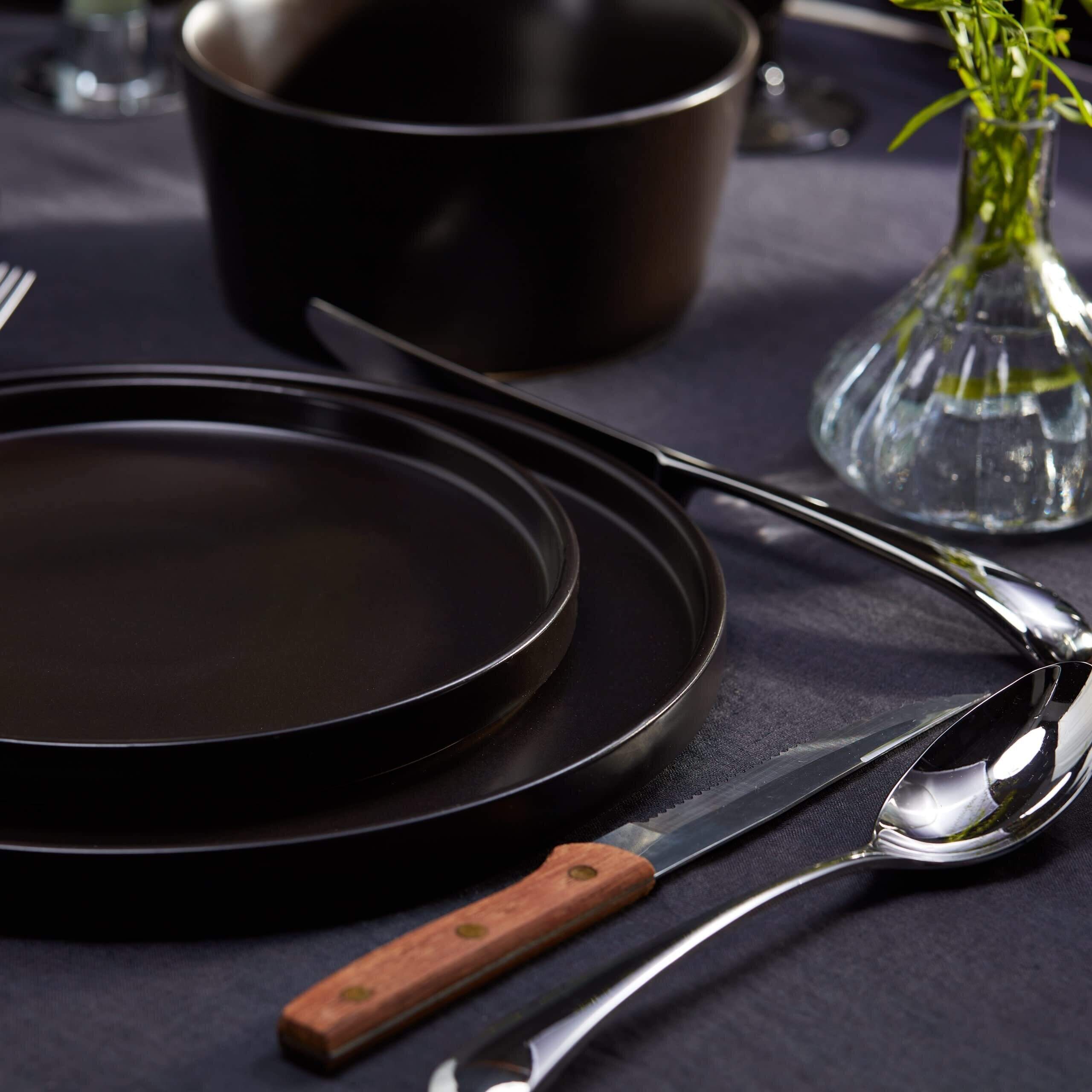 Dinnerware Set, Service For 8, Black Matte, 32 Piece