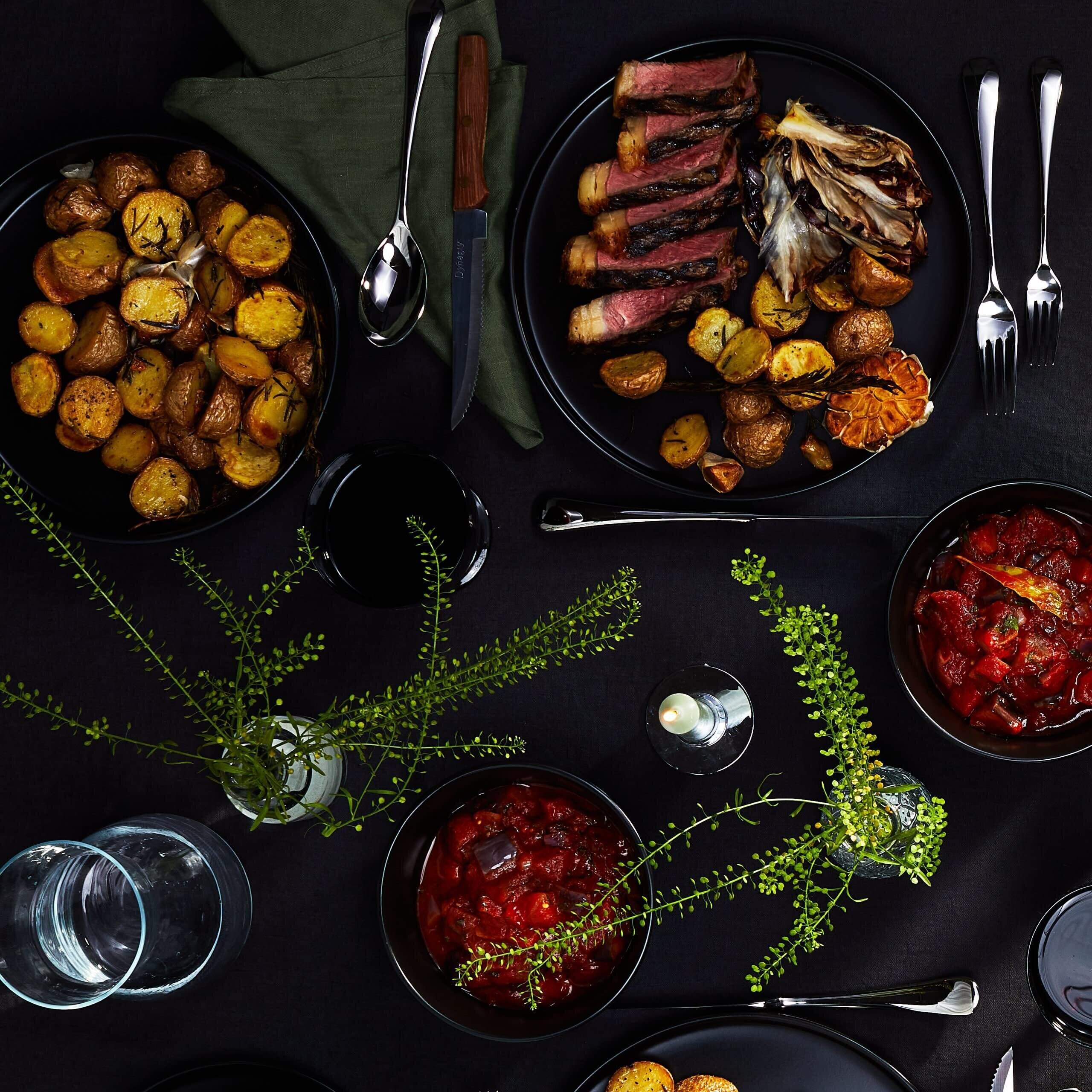Dinnerware Set, Service For 8, Black Matte, 32 Piece