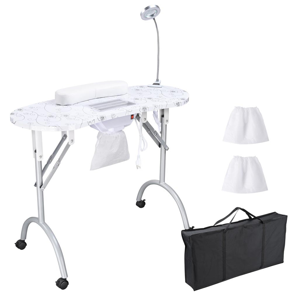 Yescom Foldable Nail Makeup Table with Vent & Lamp Manicure Nail Art