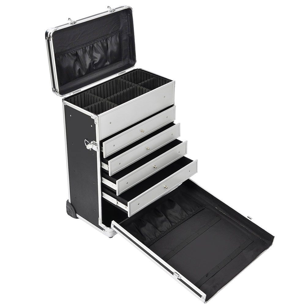 Byootique Rolling Cosmetic Makeup Case w/ 4-DrBlack