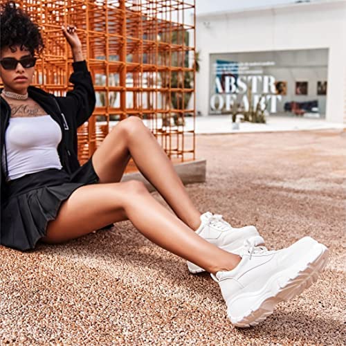READYSALTED Platform Sneakers for Women Fashion Chunky Sneakers Casual Lace Up Walking Sneakers