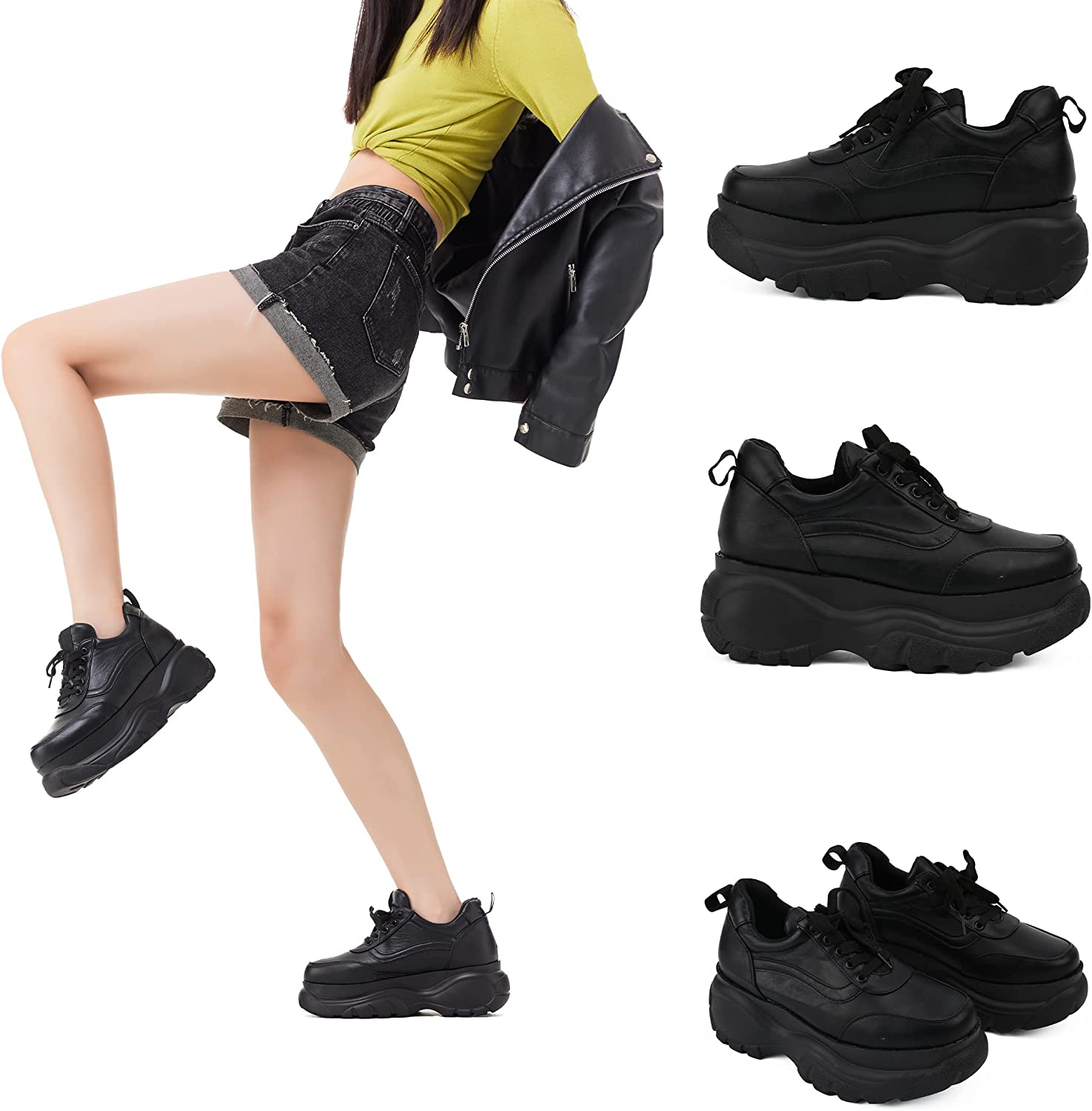 READYSALTED Platform Sneakers for Women Fashion Chunky Sneakers Casual Lace Up Walking Sneakers