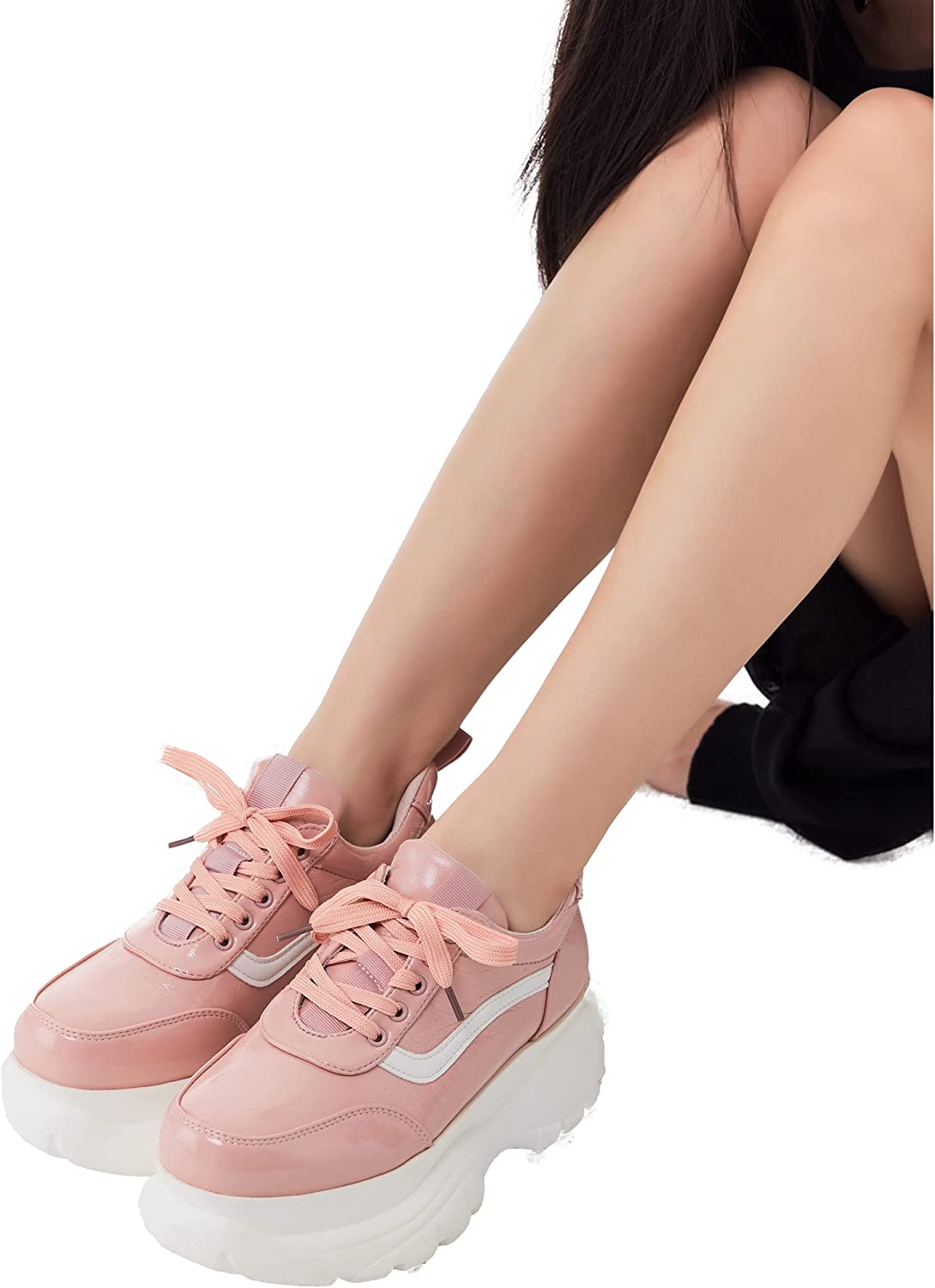 READYSALTED Platform Sneakers for Women Fashion Chunky Sneakers Casual Lace Up Walking Sneakers