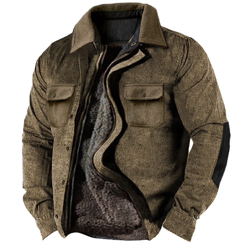 Men's Vintage Thick Plush Pocket Tactical Jacket