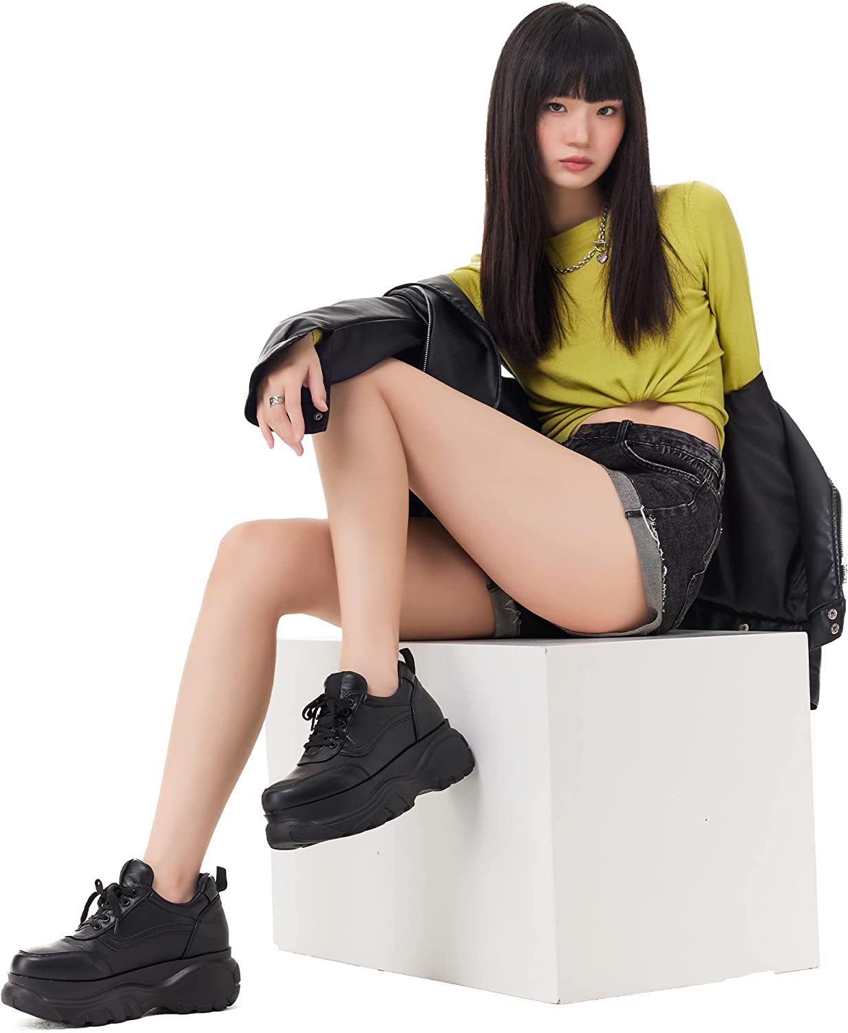 READYSALTED Platform Sneakers for Women Fashion Chunky Sneakers Casual Lace Up Walking Sneakers