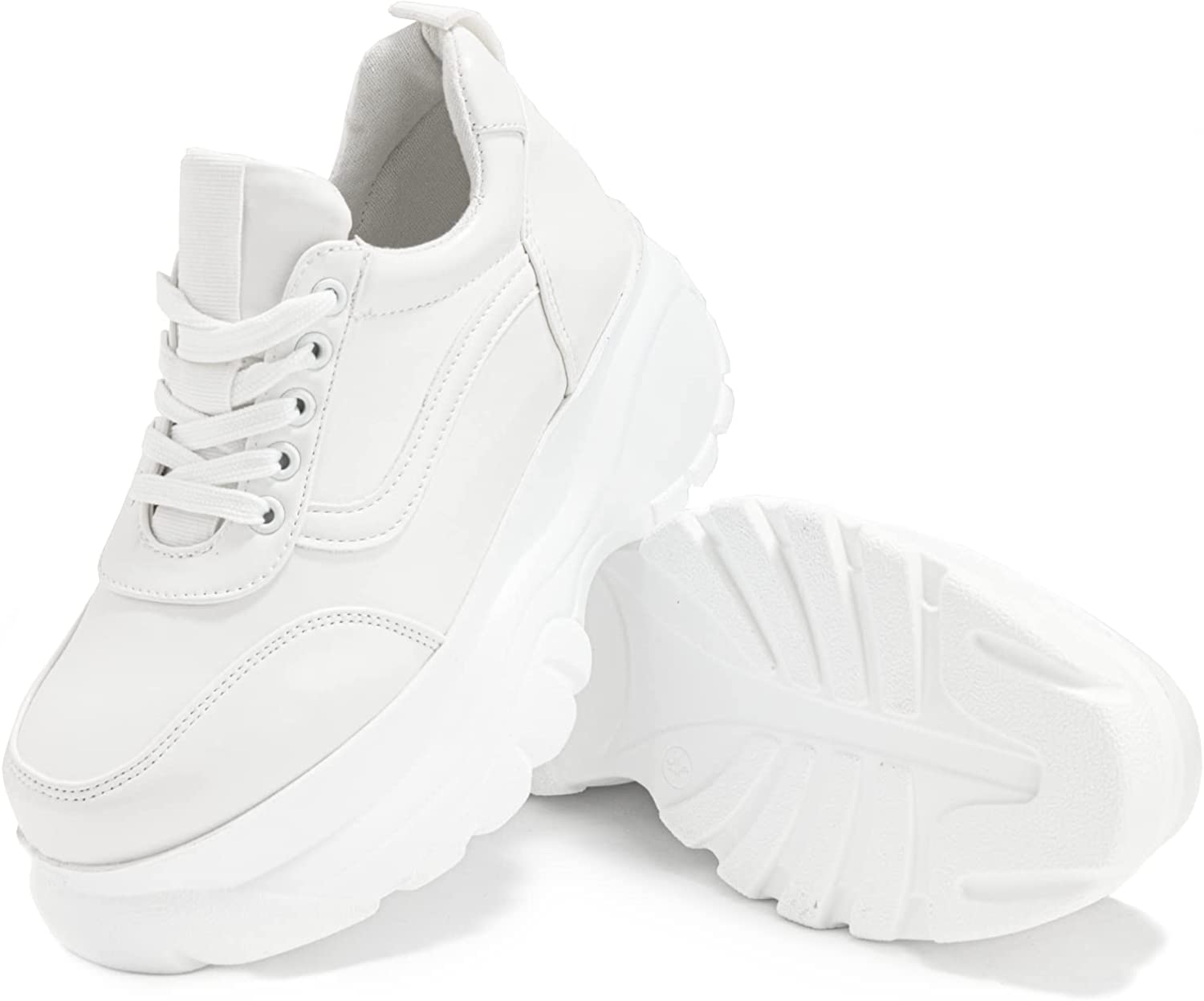 READYSALTED Platform Sneakers for Women Fashion Chunky Sneakers Casual Lace Up Walking Sneakers