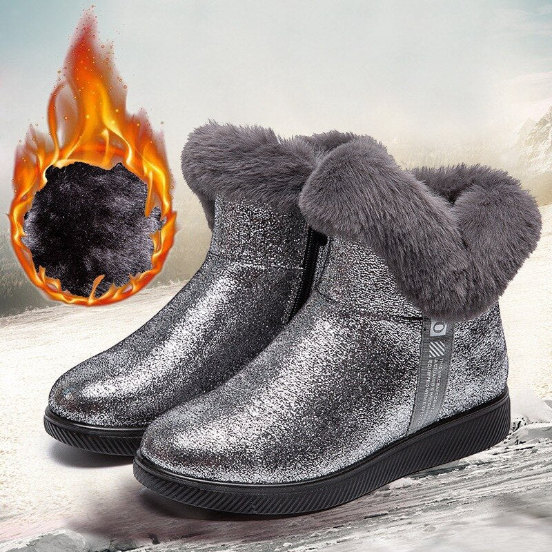 Botas de Invierno Brillantes con Pelo