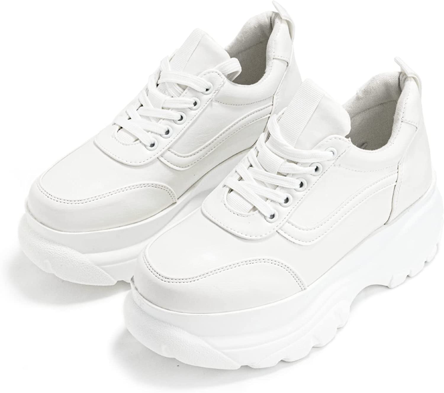 READYSALTED Platform Sneakers for Women Fashion Chunky Sneakers Casual Lace Up Walking Sneakers