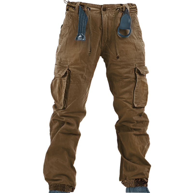 Men's Outdoor Pocket Elastic Waist Drawstring Cargo Pants