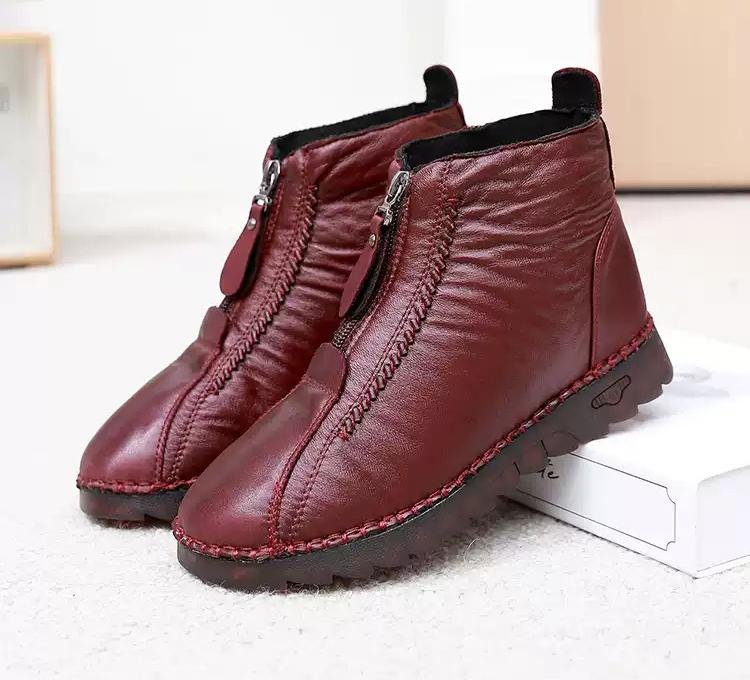 Zapatos de invierno de piel suave e impermeable para mujeres