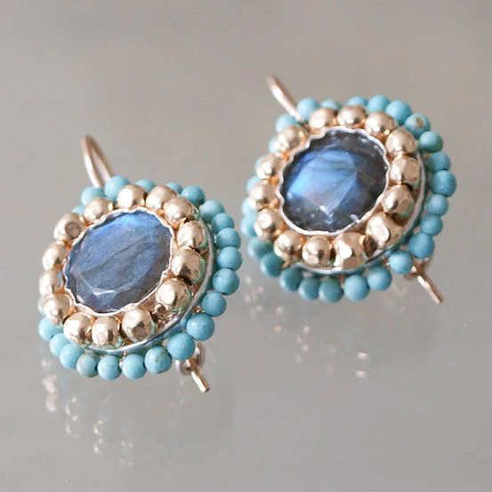 Aretes con Piedras Azules Incrustadas Vintage