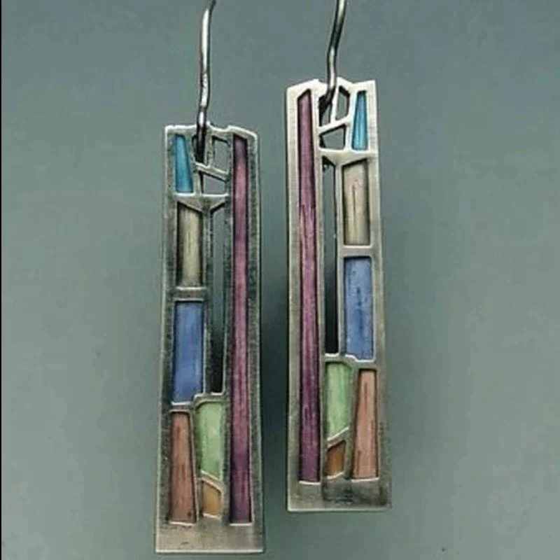 Aretes Vintage Multicolor Pintados a Mano