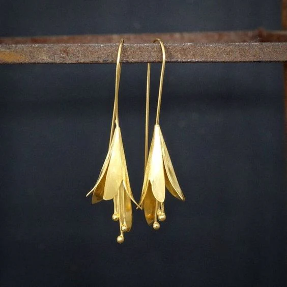 Aretes Lotus Dorado Vintage