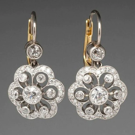 Aretes Vintage de Mandala de Cristal en Plata