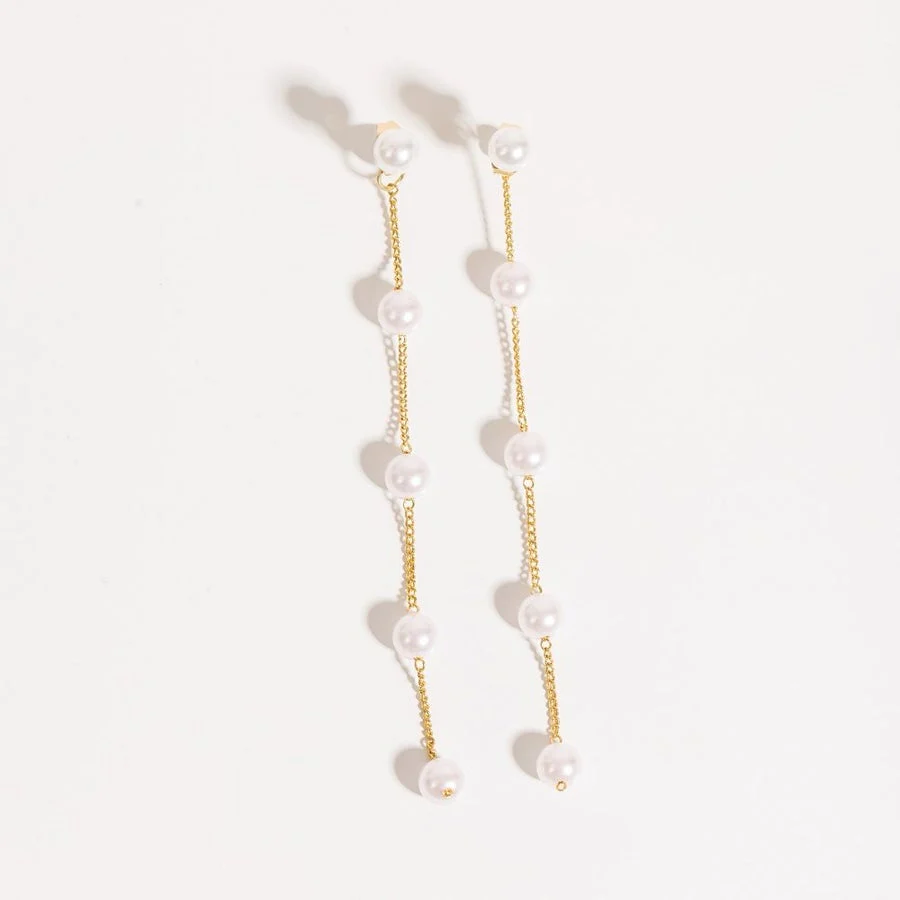 Pendientes de Perlas Estilo Caída en Oro