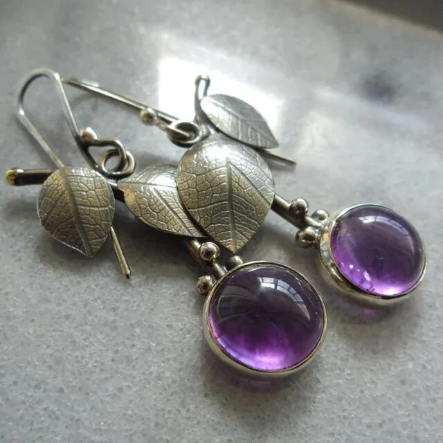 Aretes Cristal Violeta Vintage